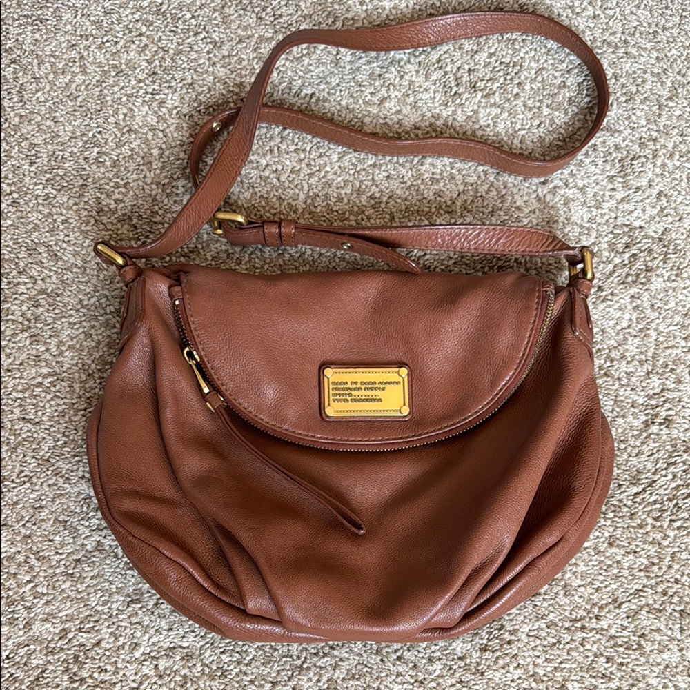 Marc by Marc Jacobs Brown Leather Gold Saddle Crossbody Bag